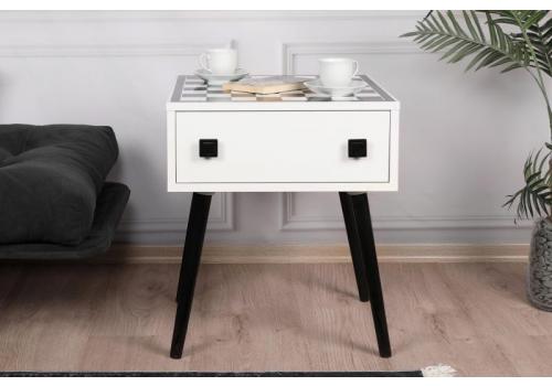 Chesso stolek na šachy, bílá / černá