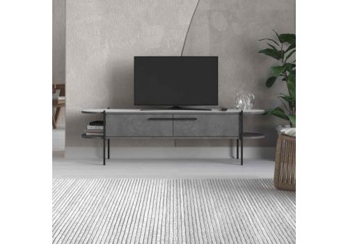 OCEANUS, TV stolek, retro šedá / bílý