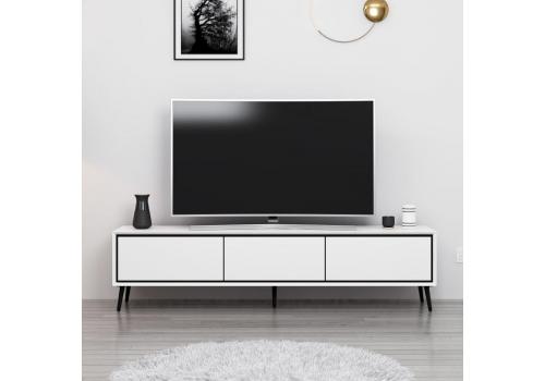 HORTO TV stolek na nožičkách, bílá / černá