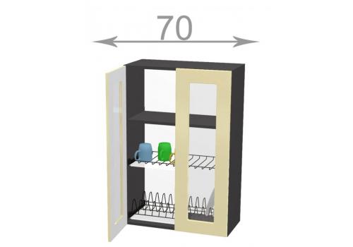 Capri WD7092G, kuchyňská vysoká vitrína s odkapávačem š.70, korpus dub Sonoma, dvířka grafit