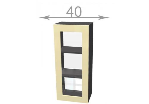 horní vysoká vitrína š.40, v.92, Horizon W4092G, bílá/ořech tmavý