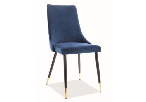 Jídelní čalouněná židle PIANO velvet modrá/černá/zlatá