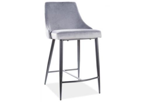 Barová čalouněná židle NOPI velvet šedá/černá mat