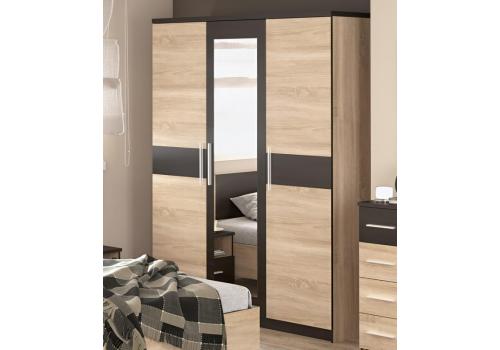 Šatní skříň 3D VERONIKA dub sonoma/wenge/zrcadlo